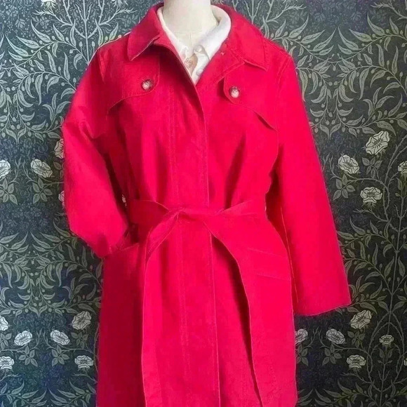 Talbots Jackets & Blazers - Talbots Red Water-Resistant Trenchcoat 12W